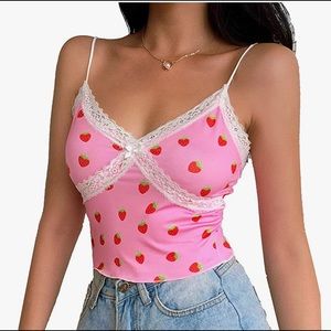 Strawberry print crop top. Size medium